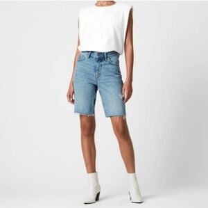 All Saints Blue Jean Shorts with Frayed Hem